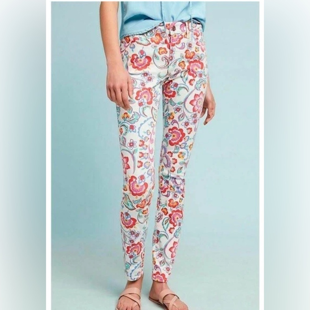 Anthropologie Pilcro and the Letterpress Women’s 26 Floral Mid-Rise Skinny Jeans